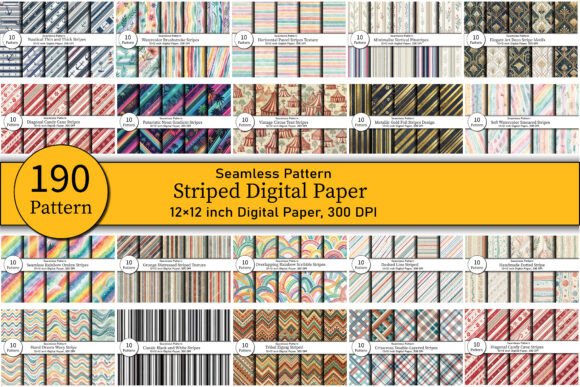 190 Striped Digital Seamless Patterns