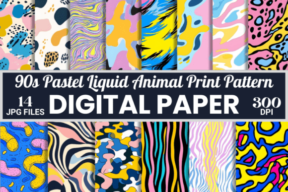 90s Pastel Liquid Animal Print Patterns