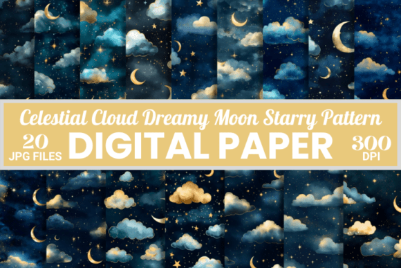 Celestial Cloud Moon Starry Patterns