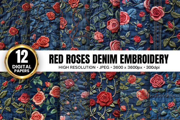 Evaluating Red Roses Denim Embroidery Patterns for Creative Projects