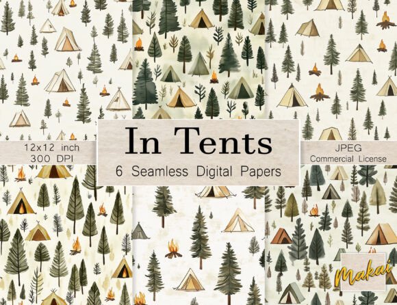 Evaluating the 6 Forest Tent Camping Seamless Patterns Set for Creative Projects