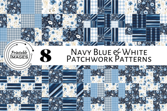 Navy White Patchwork Patterns
