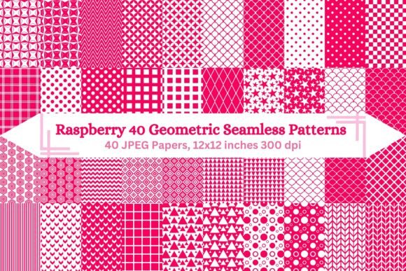 Raspberry 40 Geometric Seamless Patterns