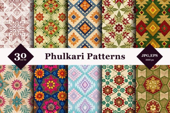 Revitalizing Textile Design with Phulkari Style Seamless Patterns 02: A Bridge Between Heritage and Modern Creativity