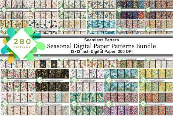 Seasonal Digital Paper Patterns Bundle