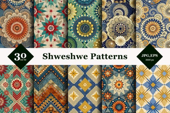 Shweshwe Style Seamless Patterns 02