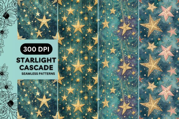 Starlight Cascade One Seamless Patterns