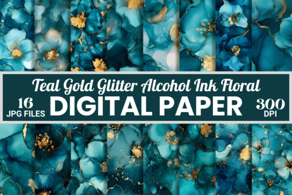 Teal Gold Glitter Alcohol Ink Patterns: A Strategic Asset for Digital Design and Print Workflows