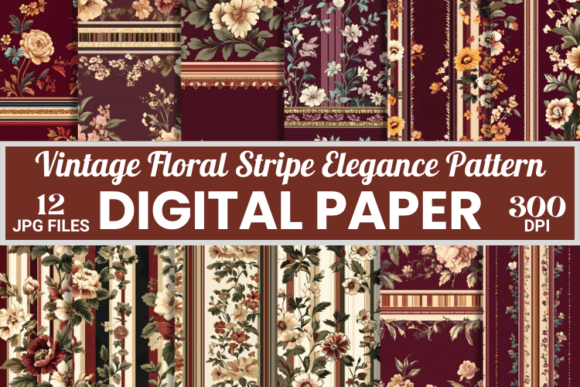 Vintage Floral Stripe Elegance Patterns: A Comprehensive Review of Digital Paper Assets