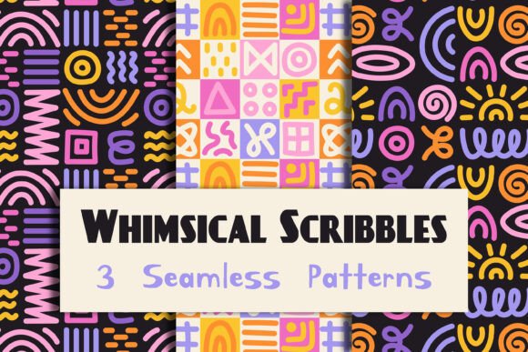 Whimsical Scribbles Seamless Patterns